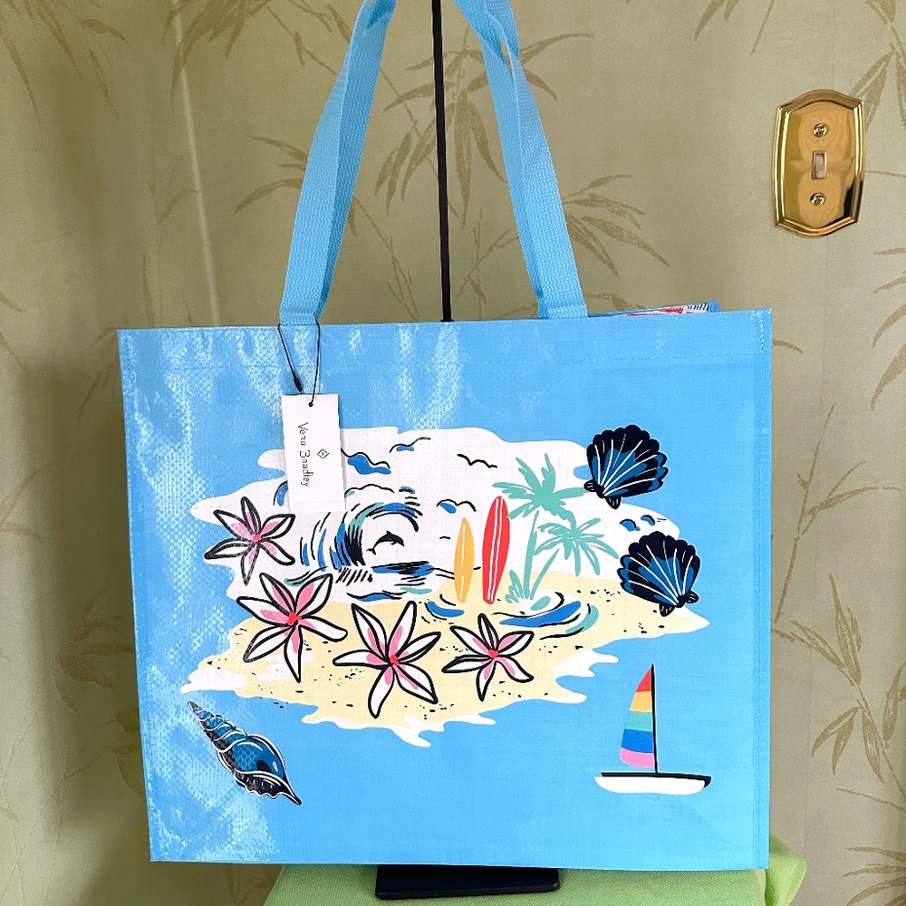 VERA BRADLEY BEACH TREASURES REUSABLE GIFT MARKET TOTE:NWT  12" X 14"